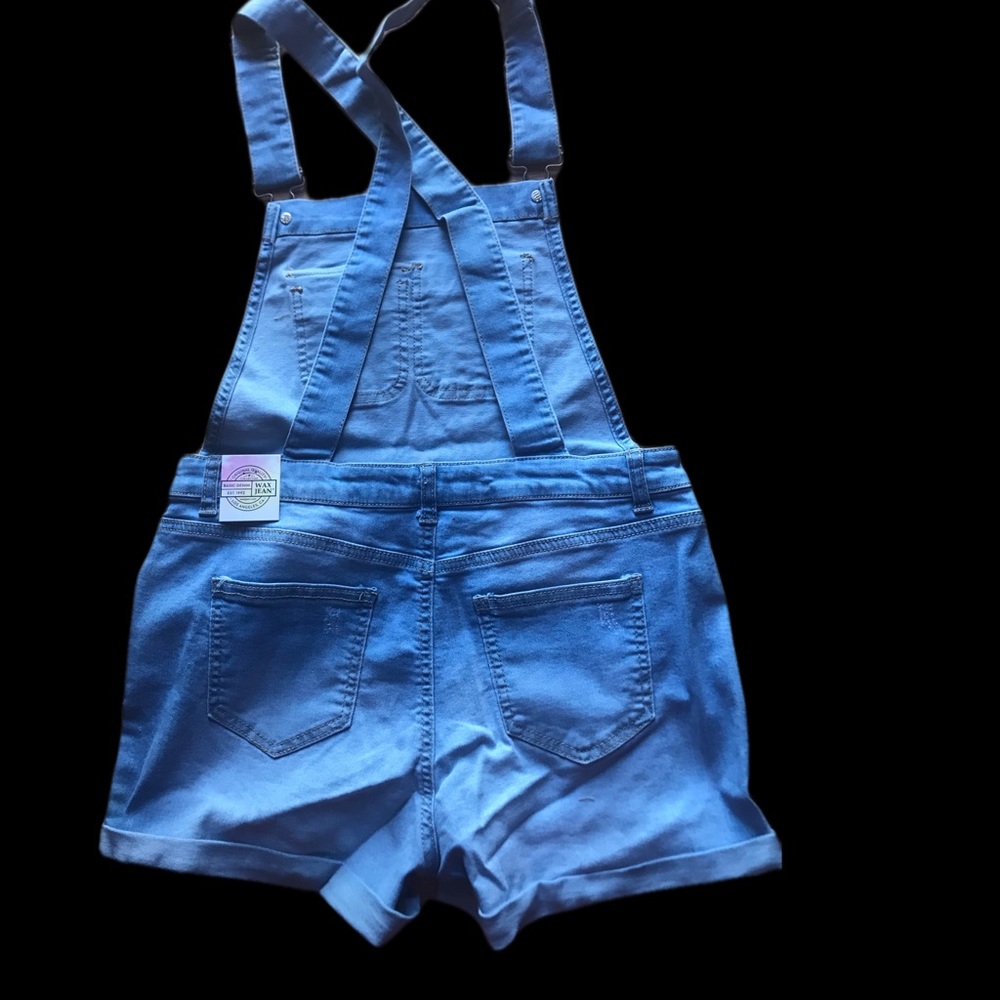 Wax Jean Distressed Short Overalls - Picture 4 of 5